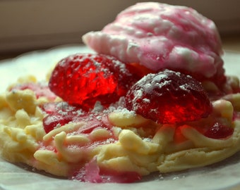 Strawberry Funnel Cake Soap - Food Soap - Dessert - Prop - ice Cream -  Fake Food - Funnel Cake - Ice Cream Soap - Gift for Her