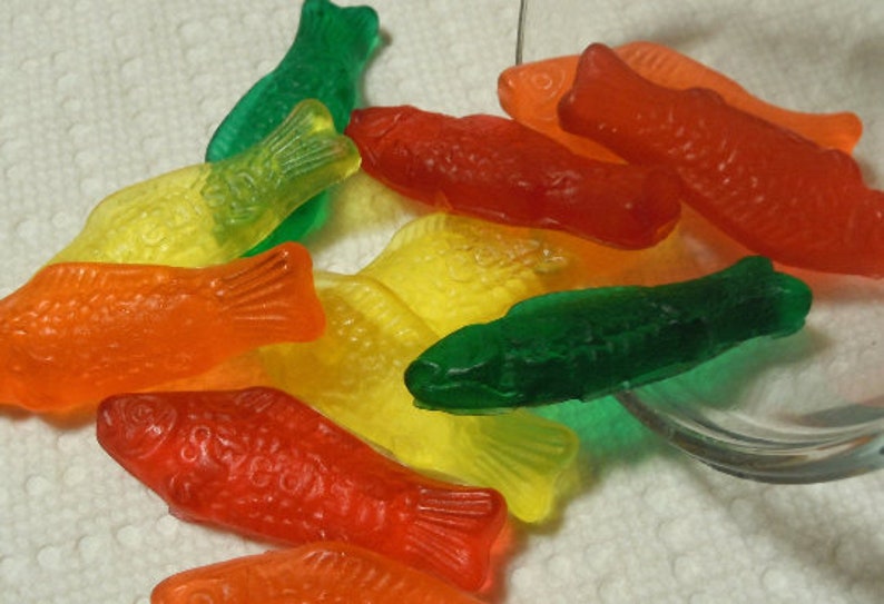 Rainbow Gummy Fish Candy Soap Candy Red Fish Gummy Holiday Party Favor Kids Cherry Vegan image 1