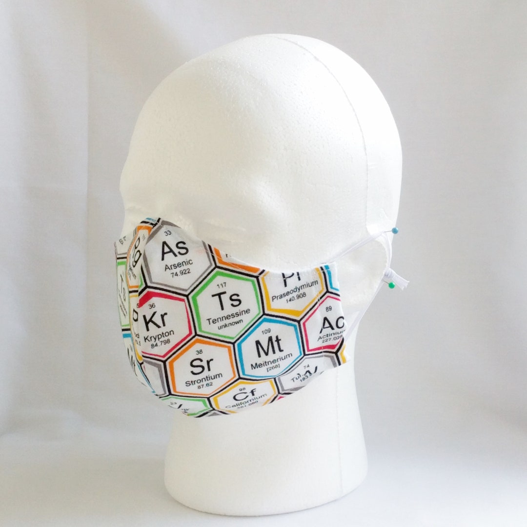 Periodic Table Face Mask, Elements Face Mask, Nose Wire, Filter Pocket ...