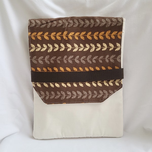 Gadget Sleeve, Padded Notebook Book Bag, Brown Leafy Vine Bag