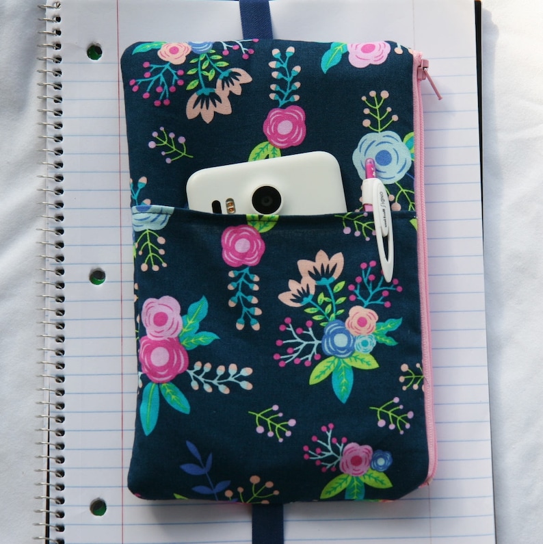 Gadget Bag Pencil Pouch Companion Case Planner Case Padded Sweet Blooms on Blue