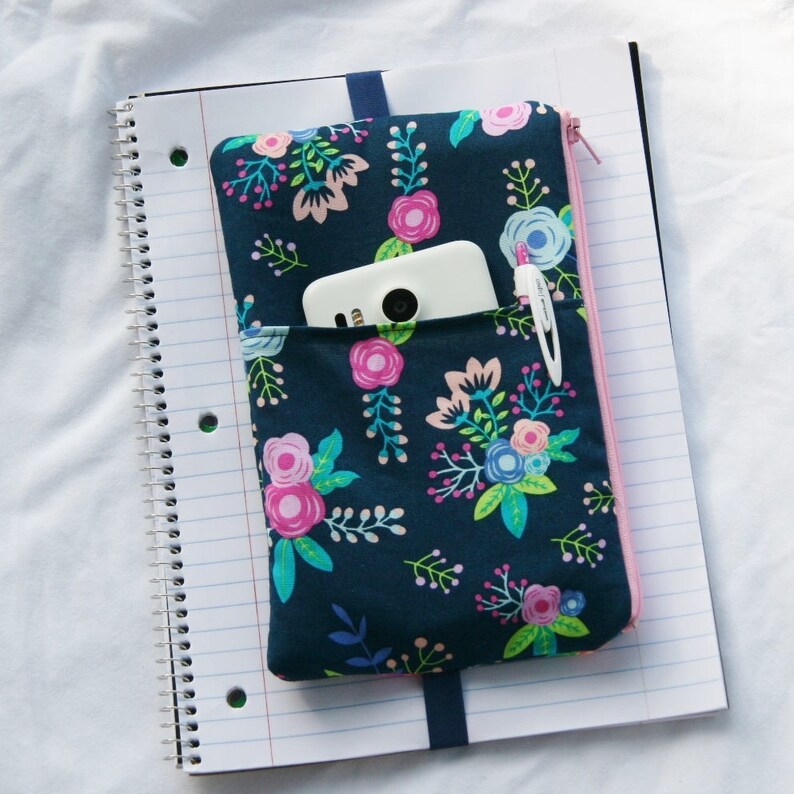 Gadget Bag Pencil Pouch Companion Case Planner Case Padded Sweet Blooms on Blue