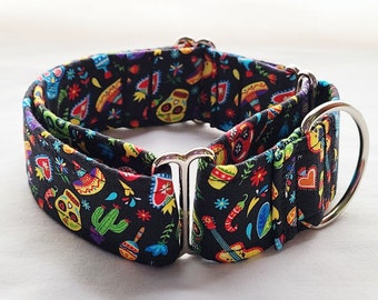 Martingale Dog Collar, Dia de los Muertos-Day of the Dead, 1 inch, 1.5 inch, 2 inch