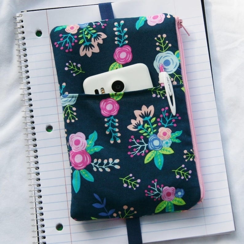 Gadget Bag Pencil Pouch Companion Case Planner Case Padded Sweet Blooms on Blue