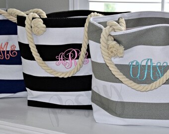 Monogram Beach Tote For Teens Personalized Tote Bag Carryall Bag Beach Bag Overnight Bag Bridesmaids Gifts Personalized Gifts For Her
