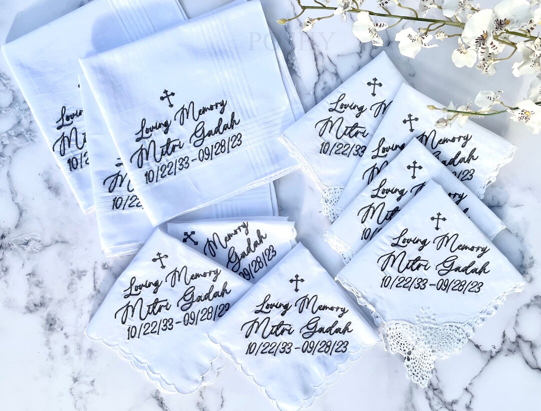 Loving Memory Gift/ Funeral Handkerchief/ in Memory Funeral