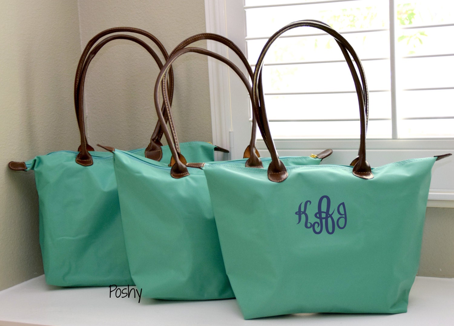 Personalized Bag Nylon Tote Monogrammed Bridesmaid Gift | Etsy