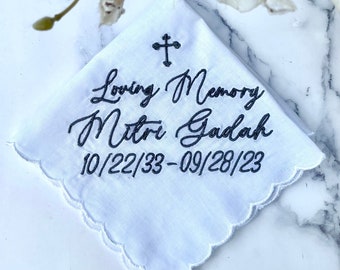 Funeral Handkerchief/ In Memory Funeral Handkerchief/ SHIPS FAST!