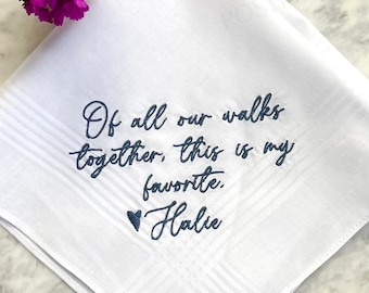 Groom Handkerchief/ Embroidered Wedding Handkerchief/ All the walks Handkerchief