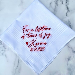 For a Lifetime/ Embroidered Wedding Handkerchief/Groom Handkerchief/ Groom Gift/ SHIPS FAST!