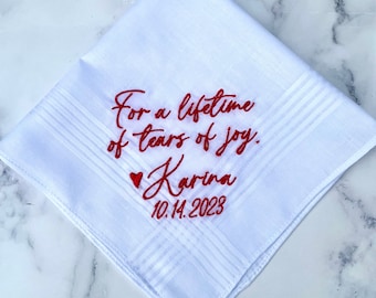 Embroidered Wedding Handkerchief: Personalized Gift for Groom
