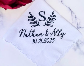 Wedding Day Handkerchief / Embroidered Wedding Handkerchief/ Mother of the bride/ Father of the Bride/ SHIPS FAST!