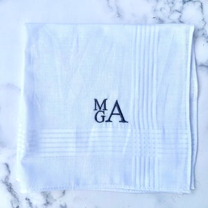 Groomsmen Handkerchief / Grooms Handkerchief/ Embroidered Wedding Handkerchief/ Father of the Bride/ Men&#39;s initials handkerchief/SHIPS FAST!