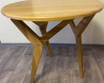 Mesa de centro redonda de madera / Mesa de centro de roble macizo / Mesa de salón rústica moderna / Mesa de madera hecha a mano / Muebles de estilo escandinavo