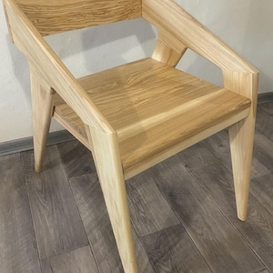 Handmade Solid Ash Wood Armchair – Modern Scandinavian Style, wooden dining chair, chair for kitchen