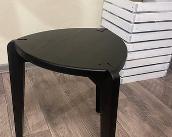 Modern wooden Tripod stool -  handmade Solid side table , minimalist Scandinavian Design,  Black