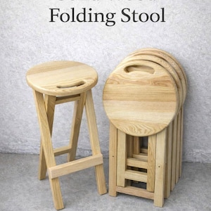 Banqueta dobrável de madeira maciça, banqueta que economiza espaço, banqueta de madeira para cozinha, banqueta empilhável, móveis para espaços pequenos, banqueta de madeira para bar
