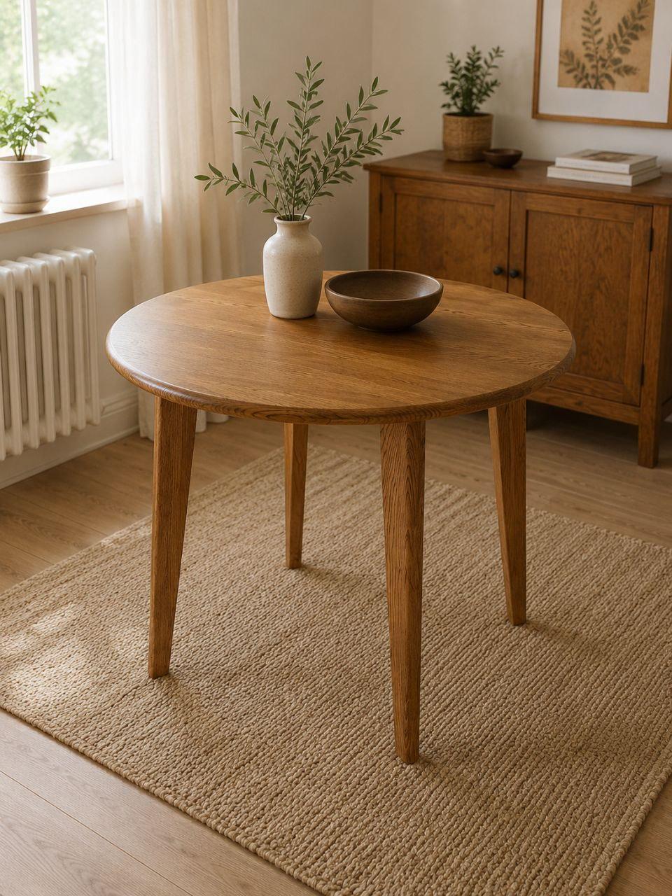 Round Ash Dining Table, Solid Wood Kitchen Table, Scandinavian Round ...