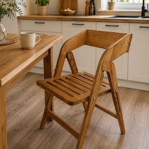 Silla plegable de pared que ahorra espacio – Madera maciza de fresno – Silla de madera hecha a mano