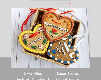 SVG Deutsche Herz-Plätzchen, Oktoberfest Dekoration, Handwerk schneiden digitale Datei