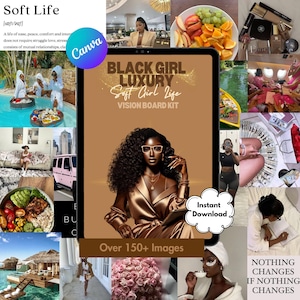Black Girl luxe visionboardkit: Soft Life 2025 (digitale download)
