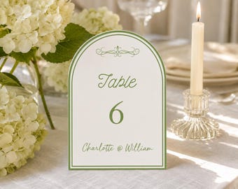 Sage Green Wedding Table Number Template, Printable Editable Cards, Boho Reception Decor, Wedding Stationery
