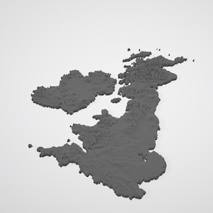 STL-bestand topografische kaart VK en Ierland voor 3D-printen/CNC