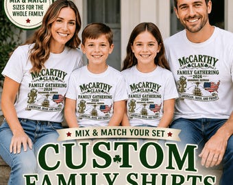 Custom Family Shirts Irish American, Matching Family Outfit, Irish Roots Tree Shirt, Family Reunion Shirts, Patriotic Irish Gift