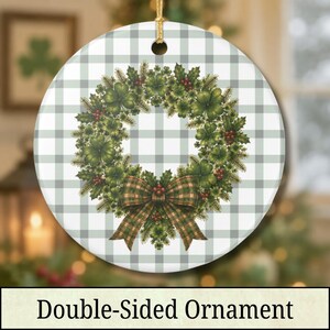 Decorazione natalizia irlandese con ghirlanda a quadri, ornamento per albero di Natale in ceramica a doppia faccia, decorazione natalizia irlandese, regalo per le feste a quadri verdi