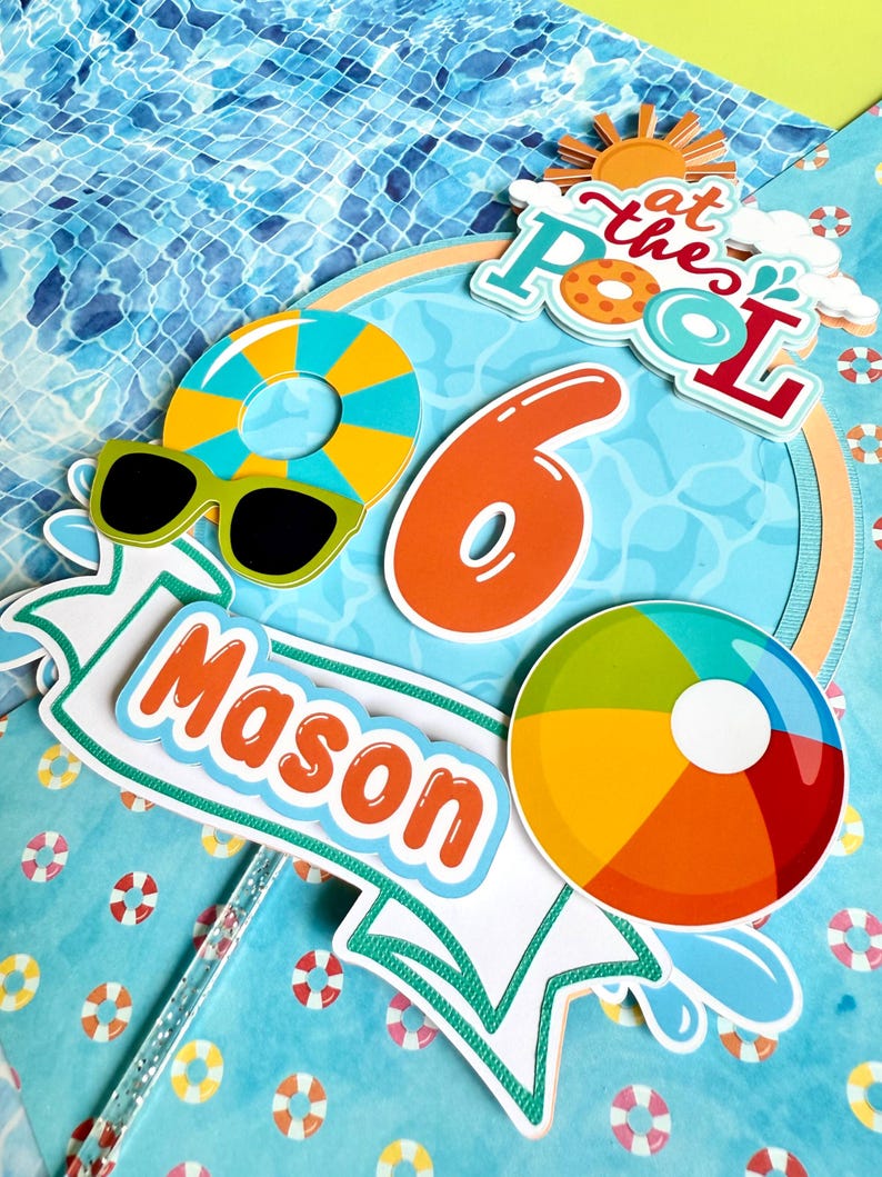 Personalized Pool Party Cake Topper: Summer Birthday Decoration - Etsy