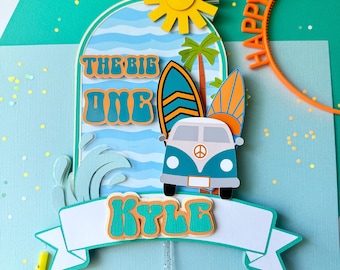 The Big One Surf Birthday Cake Topper: First Wave Party