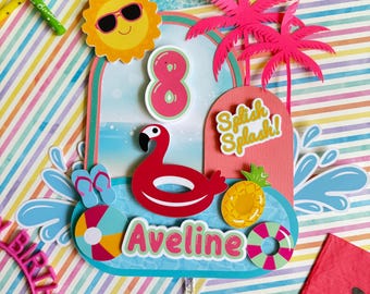 Pool Party Cake Topper: Personalized Summer Birthday Decoration