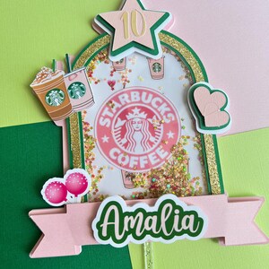 Coffee Theme Cake Topper/coffee Cake Topper/pink Coffee Cake Topper ...