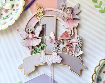 Fairy 1st Birthday Cake Topper: Pink Garden Party