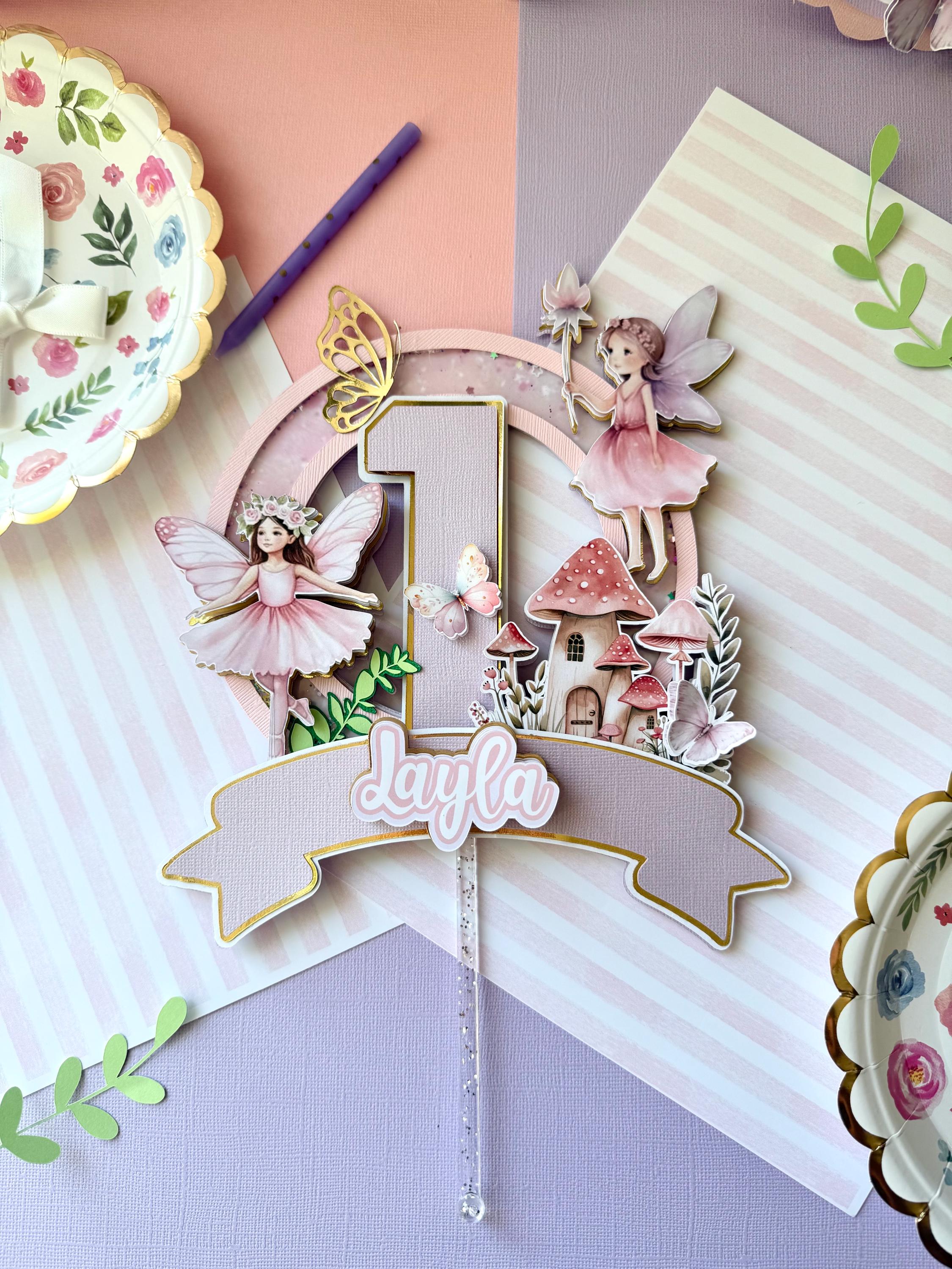 Fairy 1st Birthday Cake Topper Pink Garden Party Etsy — free download