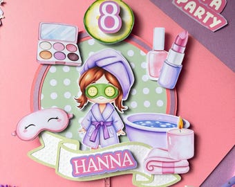 Spa Birthday Cake Topper: Personalized Pamper Party Decoration