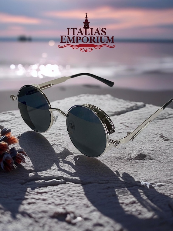 Elegant Silver and Black Sunglasses OWL Designer Round Sunglasses UV400 Silver Mirror Lens  main image 2