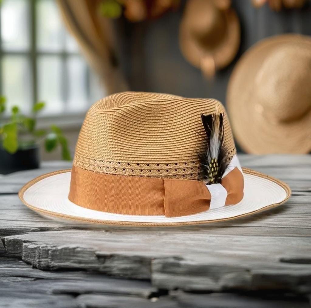 Men Women Straw Jazz Fedora Hat Trilby Cuban Sun Cap Panama Short Brim Summer US
