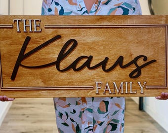 3D Family Last Name Sign, Farmhouse Plaque, Housewarming Event, Custom Signs, Wooden Names Display