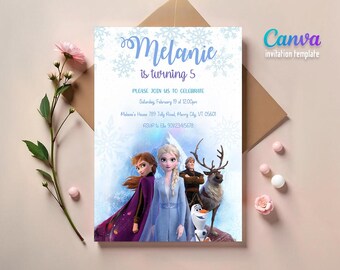 Princess Elsa invite, Frozen Anna invite template, girl birthday, Printable Birthday Invitation, Frozen invitation, editable winter invite