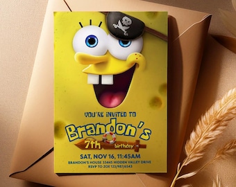 Bob Search SquarePants birthday invitation, Bikini Bottom party invitation, Under the Sea party