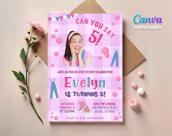 Printable Ms Rachel Birthday Invitation, editable first words invite, let's say party, first words invite template, 2nd second 3rd third