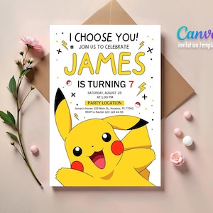 Invitación de cumpleaños imprimible, invitación de cumpleaños, invitación editable, invitación de cumpleaños de anime, descarga instantánea
