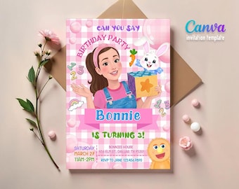 Printable Ms Rachel Birthday Invitation, editable first words invite, let's say party, first words invite template, 2nd second 3rd third