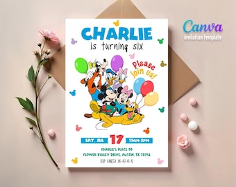 Printable Clubhouse Birthday Invitation, Mickey Invitation, Clubhouse Invitation, mouse party Invite, Editable invite
