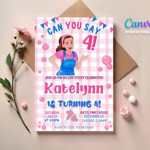 Printable Ms Rachel Birthday Invitation, editable first words invite, let's say party, first words invite template, 2nd second 3rd third