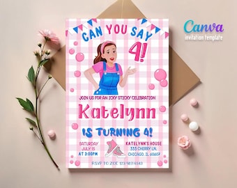 Printable Ms Rachel Birthday Invitation, editable first words invite, let's say party, first words invite template, 2nd second 3rd third