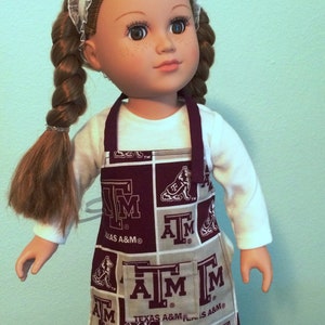 2-piece Chef Set: Texas A&M University Apron and Chef Hat 18 Doll American Girl or equivalent image 1