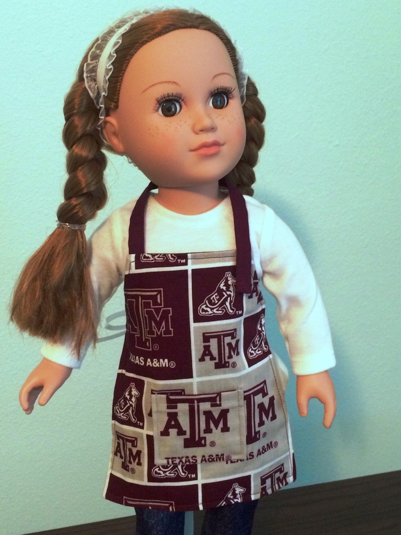 2-piece Chef Set: Texas A&M University Apron and Chef Hat 18 Doll American Girl or equivalent image 1