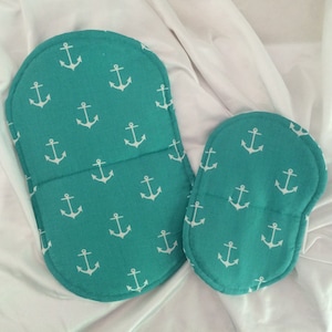 Anchors on Turquoise - Pot Holder Mitts Set